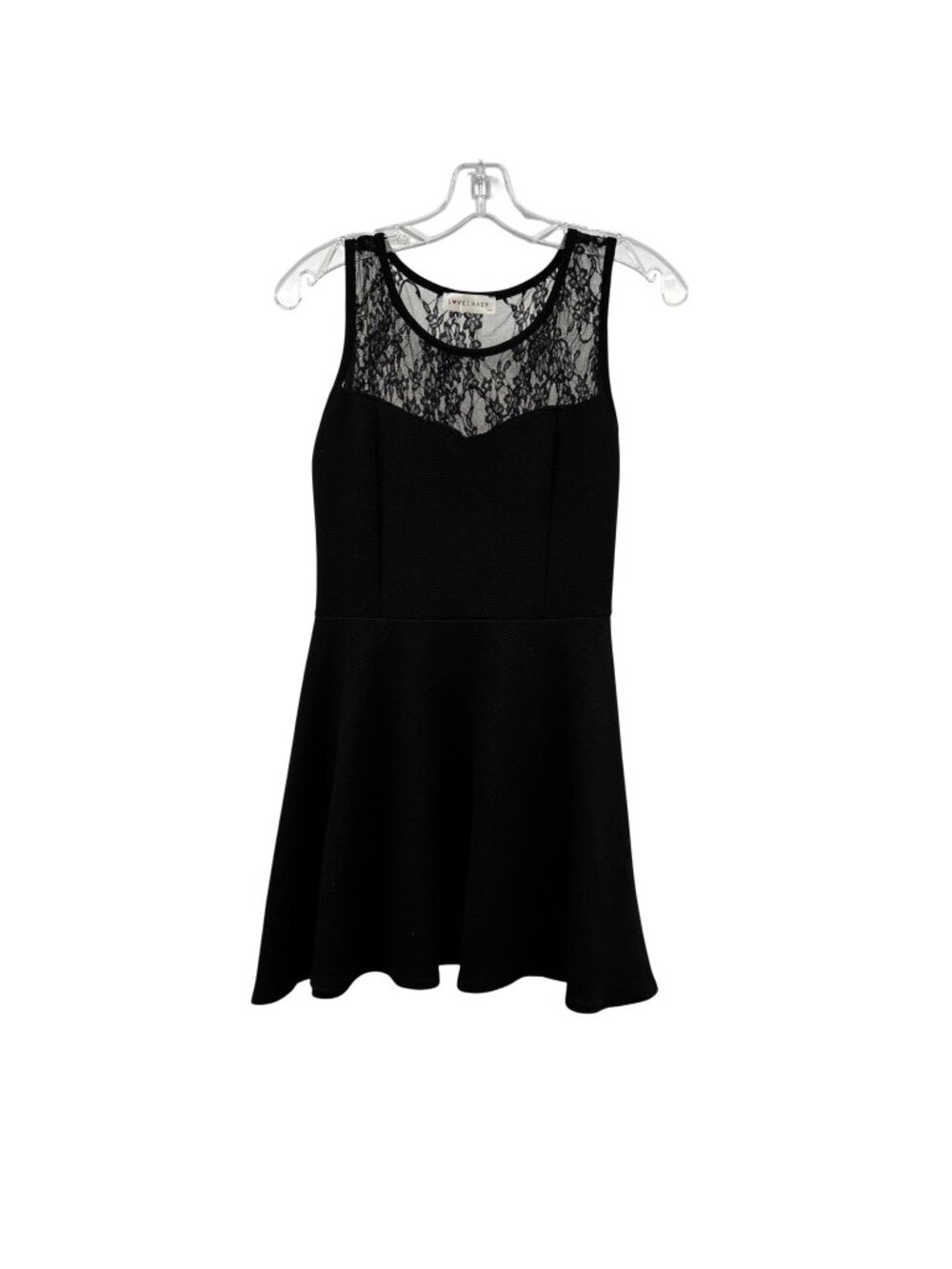 Love Crazy Women's Black Fit & Flare Dress Sleeveless Floral Lace Large